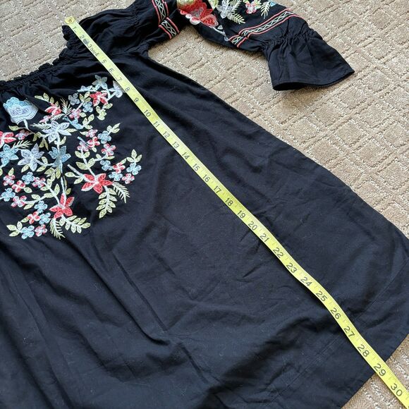 Free People Off-The-Shoulder Embroidered Dress Women's S Black Boho Festival - Picture 10 of 13